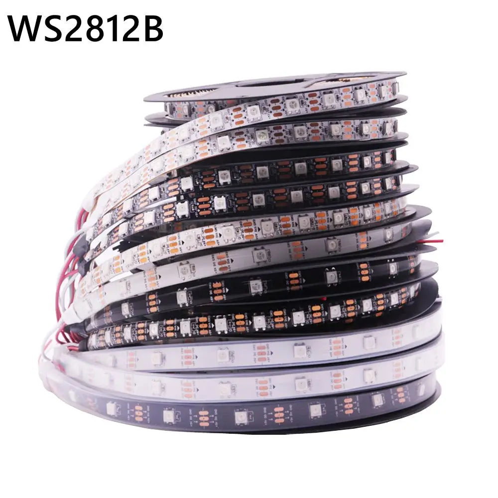 WS2811 WS2812B WS2813 WS2815 5050RGB LED Strip Lights Individually Addressable 30/60/144Pixels/Leds/m Black /White PCB DC5V/12V