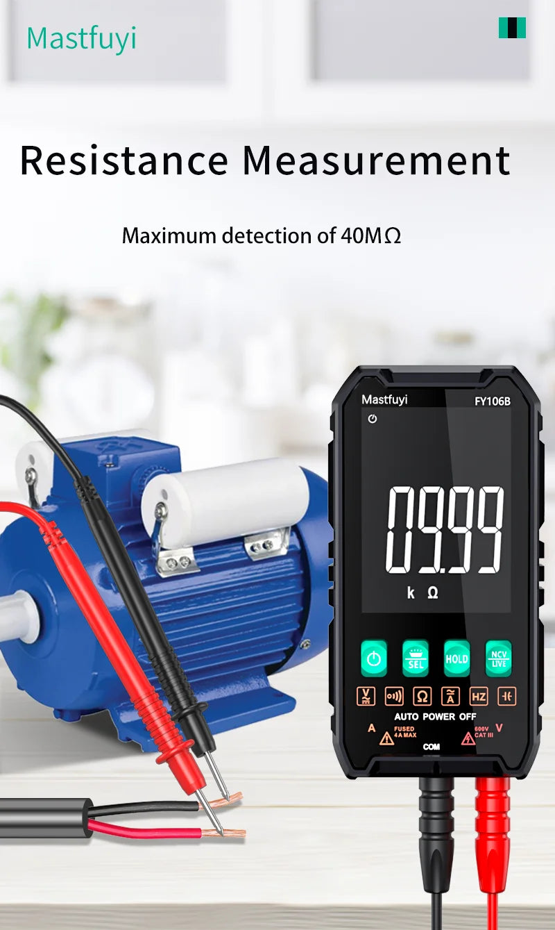 MASTFUYI Auto-Ranging Digital Multimeter High Precision 6000 Counts True RMS Tester Capacitance Ohm Hz Test Electrician Tools