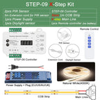 COB LED Strip PIR Motion Sensor Stair Lights Kit Step by Step Control Indoor Smart Staircase Lighting Controller with Main Line