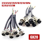 2Pin GX20 Male and Female Aviation Plug Socket 3 4 5 6 7 8 9 10 12 14 15Pin with Wire Connector Cable 250V Connection Line 7-20A