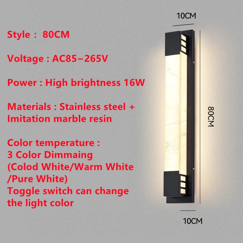 3 Color Dimmaing Imitated Marble LED Wall Light Outdoor waterproof 85~265V Porch Lamp For Courtyard Street Path Sconce Lighting