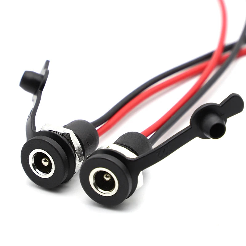 1pcs Battery DC Power plug connector DIY dc waterproof jack female socket 5.5 X 2.1 mm 5.5X2.5mm with Wire Waterproof cap