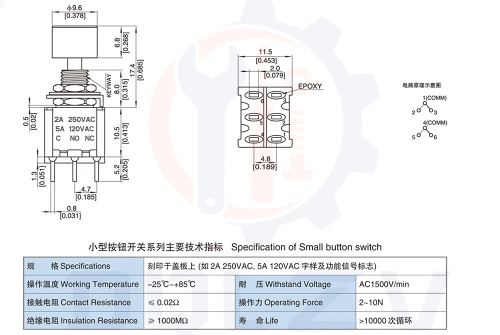 High Quality 6mm 3/6Pin 2 Position Mini Momentary Automatic return Push Button Switchl ON OFF 5A125V/2A250V Toggle Switch