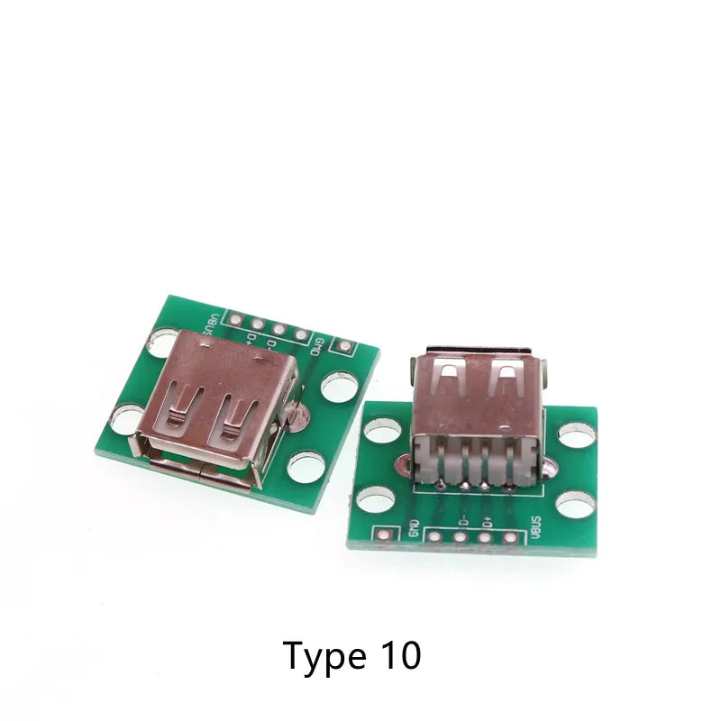 1pcs USB Male Connector/MINI MICRO USB to DIP Adapter Female Connector 2.54mm B Type-C USB2.0 3.0 Female PCB Converter