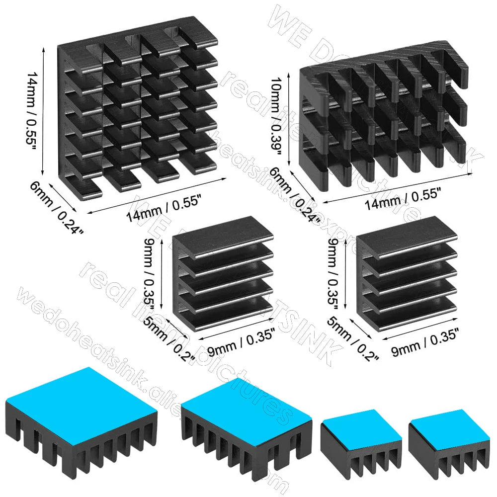 WE DO HEATSINK 4pcs/set Raspberry Pi 4 DIY Heat Sink Aluminum Heatsink Cooler Radiator Kit for Raspberry Pi 4B Heat Dissipation