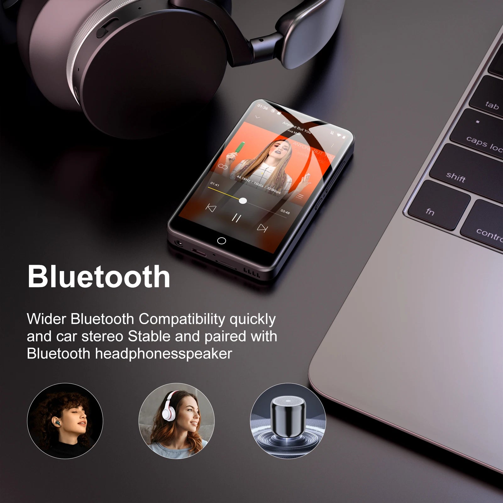 Diofox MP3/MP4 Player Android 4.0 Inch Touch Screen 2+16GB Bluetooth 4.1 Dual‑Band WiFi TF Card Expandable Up To 512GB Portable