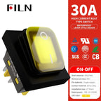 30A/250V Heavy Duty 4 Pin DPST IP67 Sealed Waterproof T85 Auto Boat Marine Toggle Rocker Switch with LED 12V 220V 30x22