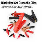 30A-300A 28/35/45mm Black Red Set Crocodile Clip Crocodile Electrical Clamps Test Probe Meter Soft Plastic Alligator Test Clips