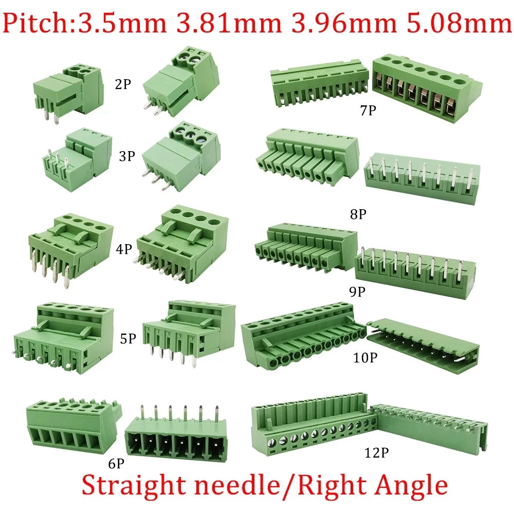 5Pair KF2EDG 3.5mm/3.81mm/3.96mm/5.08mm 15EDG 2-12Pin Male Plug Female Socket PCB Screw Terminal Block Pin Header Wire Connector