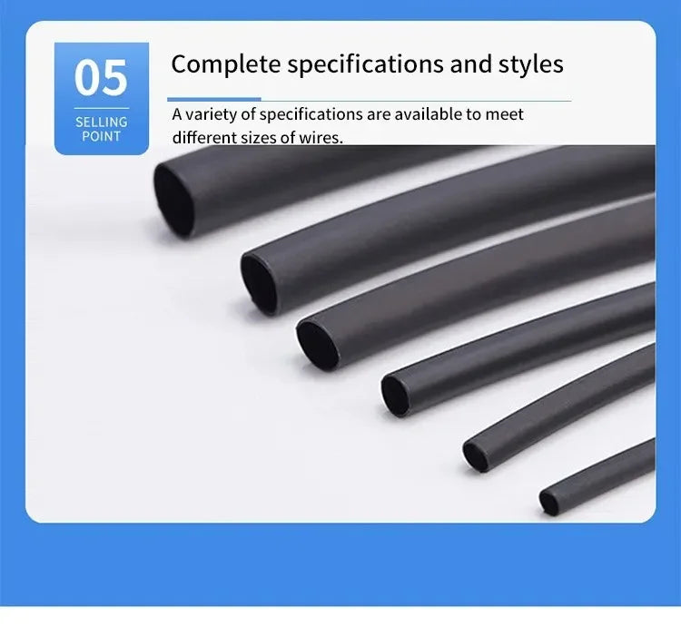 1M/5M 4:1 Black Heat Shrink Tube With Glue Thermoretractile Heat Shrinkable Tubing Dual Wall 4 6 8 12 16 18 20 24 32 36 40 52 72