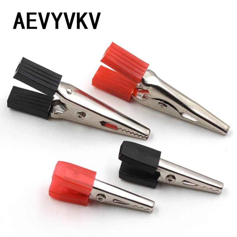 10PCS Alligator Clips Battery Clip Car Battery Test Lead Clips Electrical Insulated Crocodile Clips Plastic Handle Cable Tool