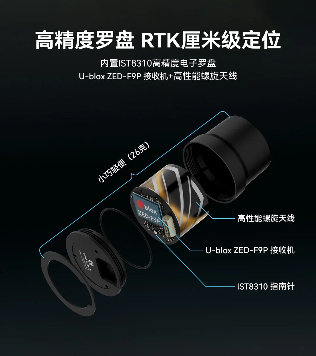 Holybro H-RTK ZED F9P Ultralight GNSS Module 12708 10Hz Mobile Station Support GPS L1C/A/L2C Galileo E1/E5b GLONASS G1/G2