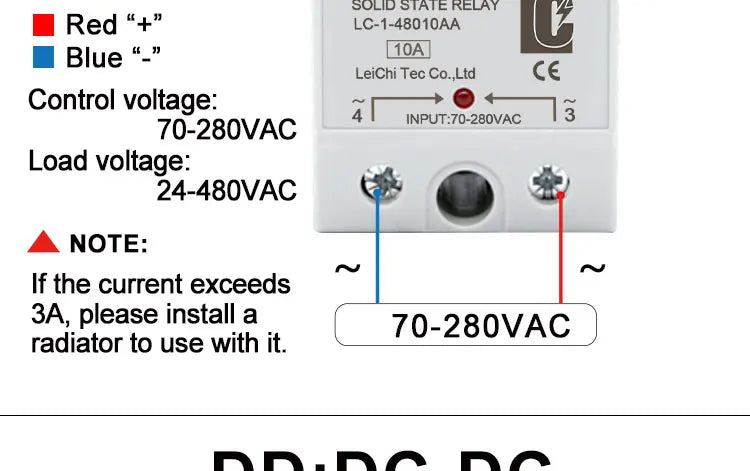 LCTC SSR Relay DC TO AC DC TO DC AC TO AC Solid State Relay Single Phase 10A 25A 40A 60A 80A 100A 120A 200A 240A LC-1-DA/AA/DD