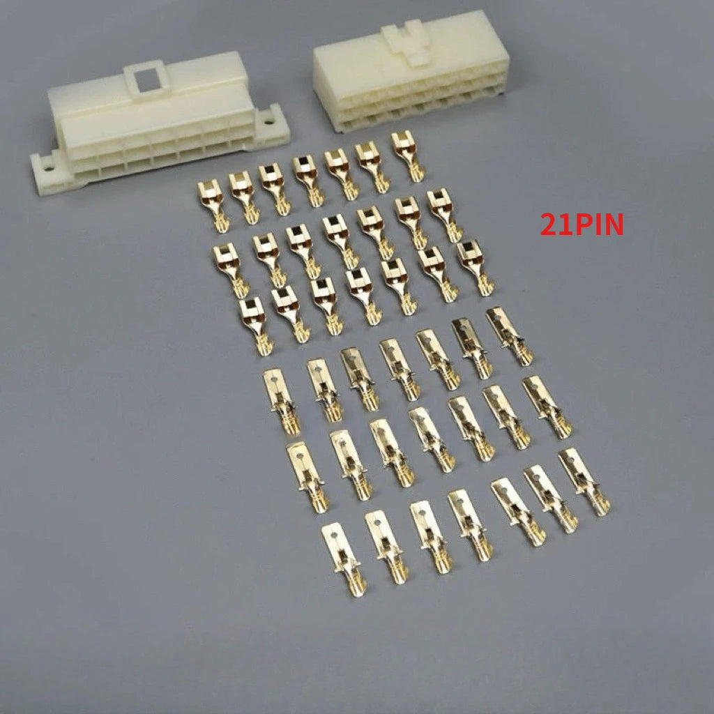 6.3MM 1/2/3/4/6/8/9/12/14/21 PIN Automotive Electrical Connector Cable Terminal Plug Kits Motorcycle For Ebike Car Terminal