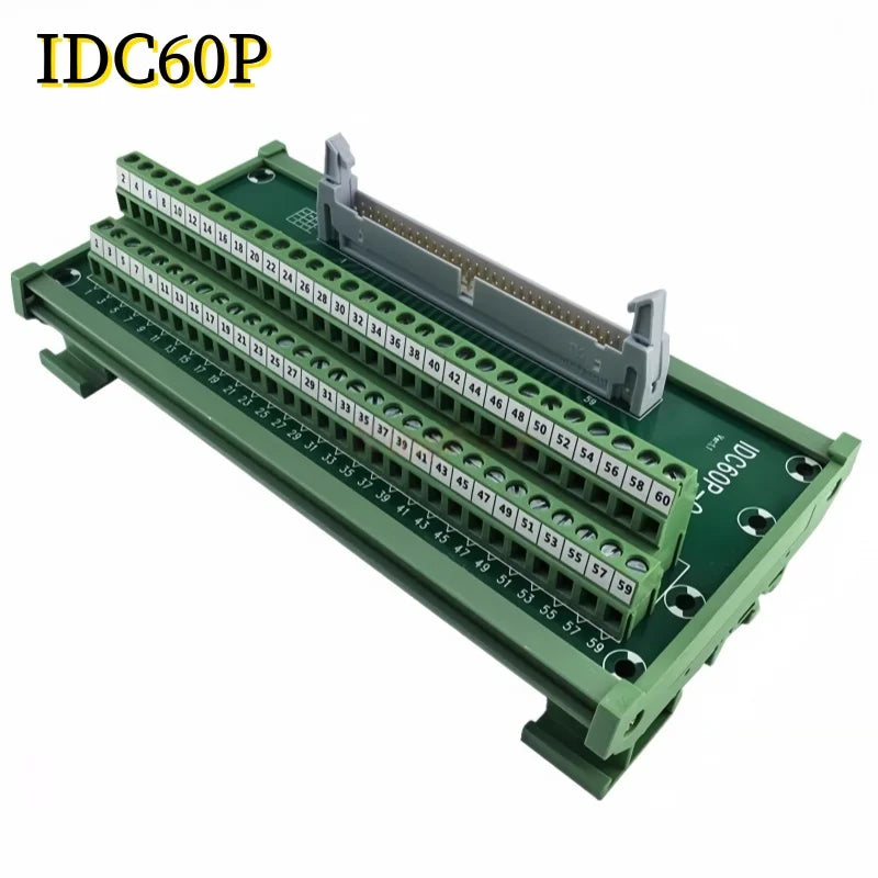 IDC10P/14P/16P/20P/26P/30P/40P/50P/60P/64Pin DC-2 To Terminal Block Breakout Board Adapter PLC Relay Terminals DIN Rail Mounting