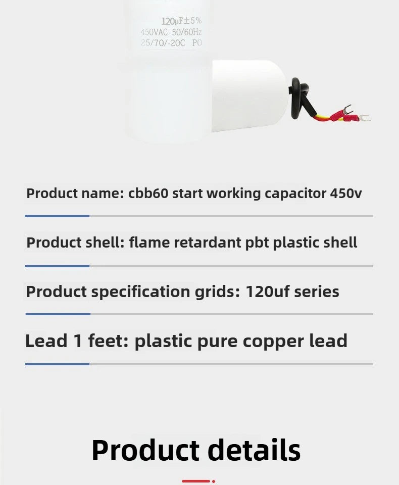 CBB60 start-up working capacitor 120UF 450V air pump air pressure car washing machine capacitor