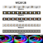 DC5V WS2812B WS2812 Led Strip 30/60/74/96/144leds/m Black White PCB RGB Individually Addressable Pixel Led Light IP30 IP65 IP67