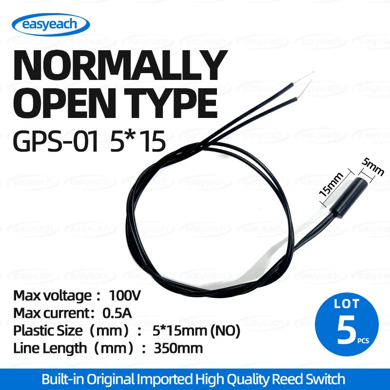 5pcs GPS-01 Reed switch 4x18mm 5x15/20/25mm 6x30/38mm NO/NC 6*38mmHP normally Open/closed Magnetron proximity Sensor GPS-01A /B