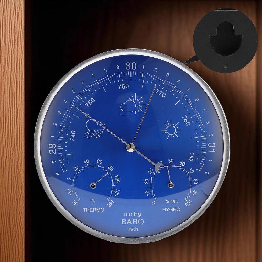 All Season Thermometer Barometer Hygrometer Aluminum Alloy Thermometer Barometer Hygrometer Lightweight for Indoor Outdoor