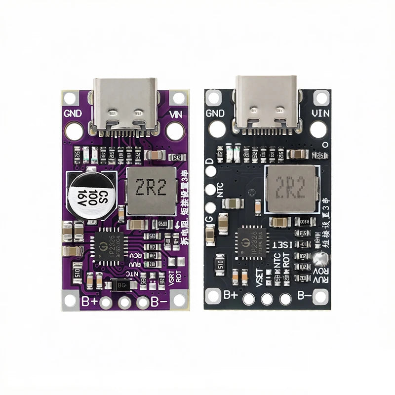 Type‑C USB 2‑3S BMS Lithium Battery Boost Charging Module 15W 8.4V 12.6V 1.5A Fast Charge With Balance And Indicator