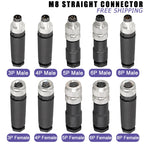 M8 Sensor Connector Screw Connection Metal A Code 3pin 4pin Non-welding 5pin 6pin 8pin Weld IP68 Straight Waterproof Connectors