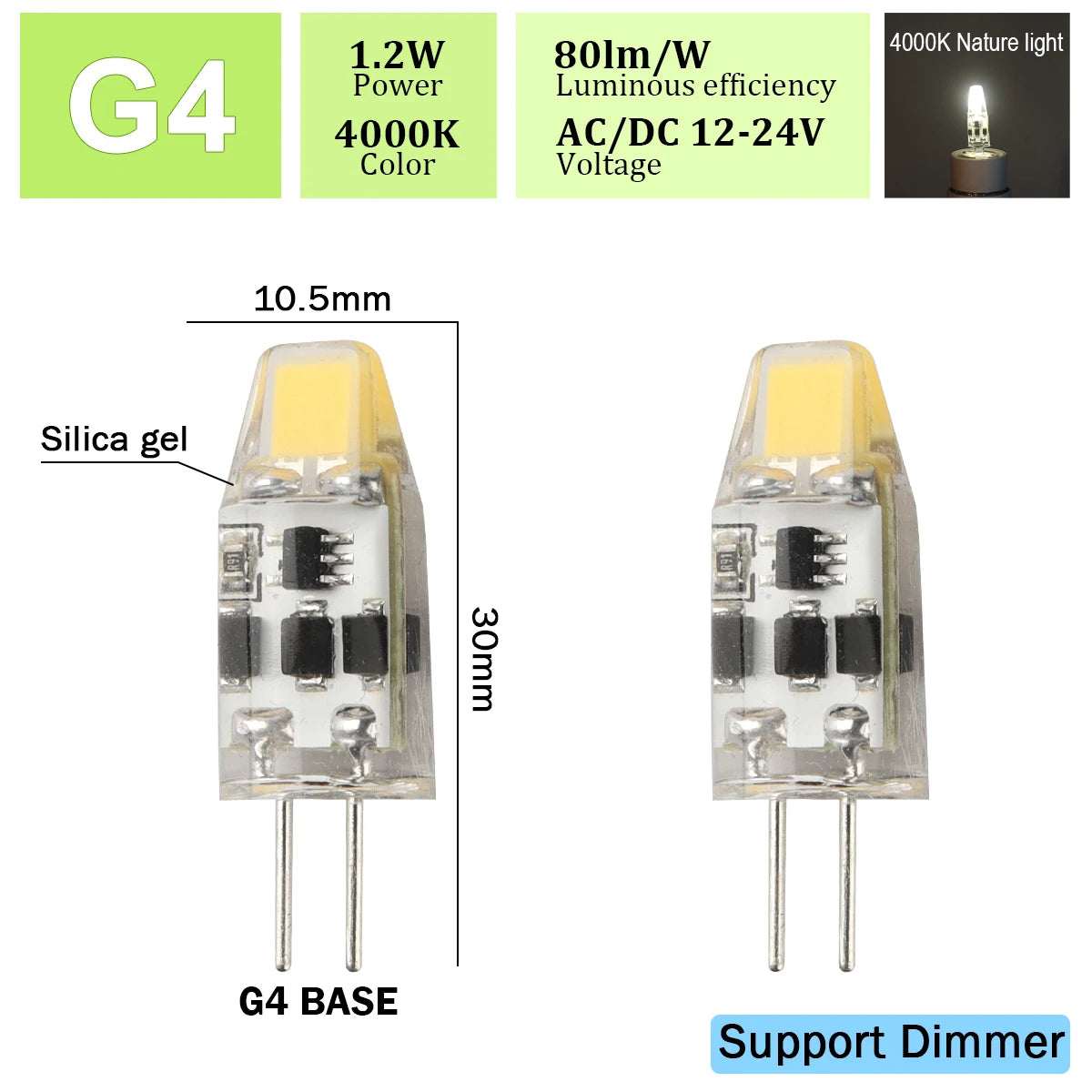 2pcs Mini G4 12V 24V LED Lamp Dimmable Light 3W COB Bulb AC DC 12V Lampada COB 360 Beam Lampada G4 COB Lights Replace Halogen