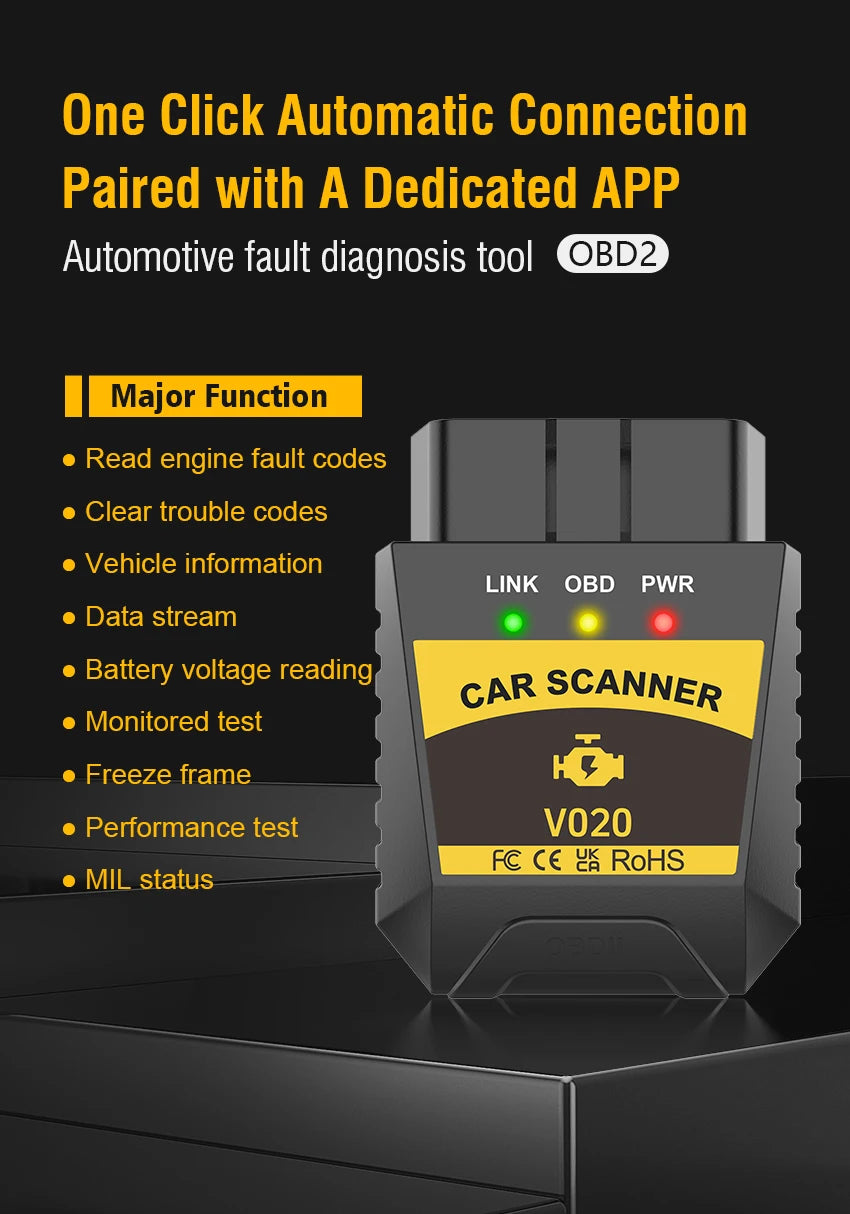 Support for Android /Window / IOS V020 ELM327 BLE Bluetooth 4.0 OBD-II Diagnostic Code Readers & Scan Tool for universal cars
