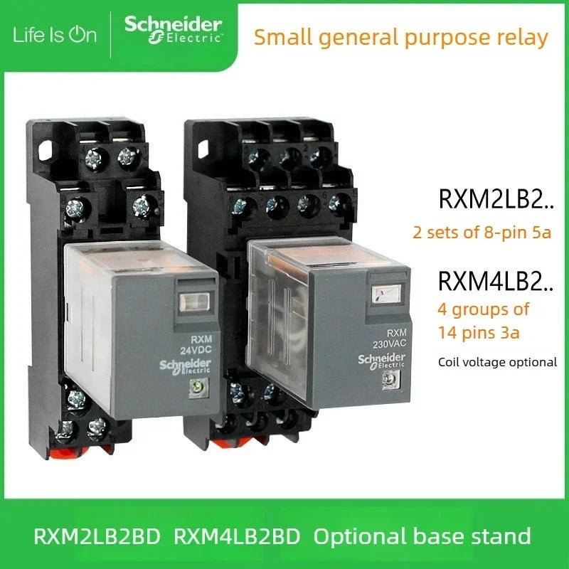 Schneider Small Intermediate Relays RXM2LB2BD RXM4LB2BD 220V DC24V Precise Control Excellent Compatibility