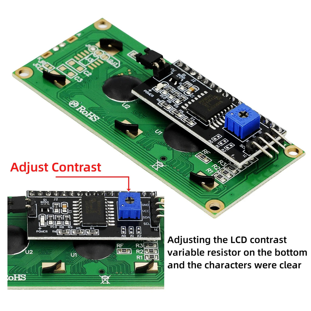 LCD1602 1602 LCD Module 16x2 Character LCD Display PCF8574T PCF8574 IIC I2C Interface 5V Blue / Yellow Green Screen for Arduino