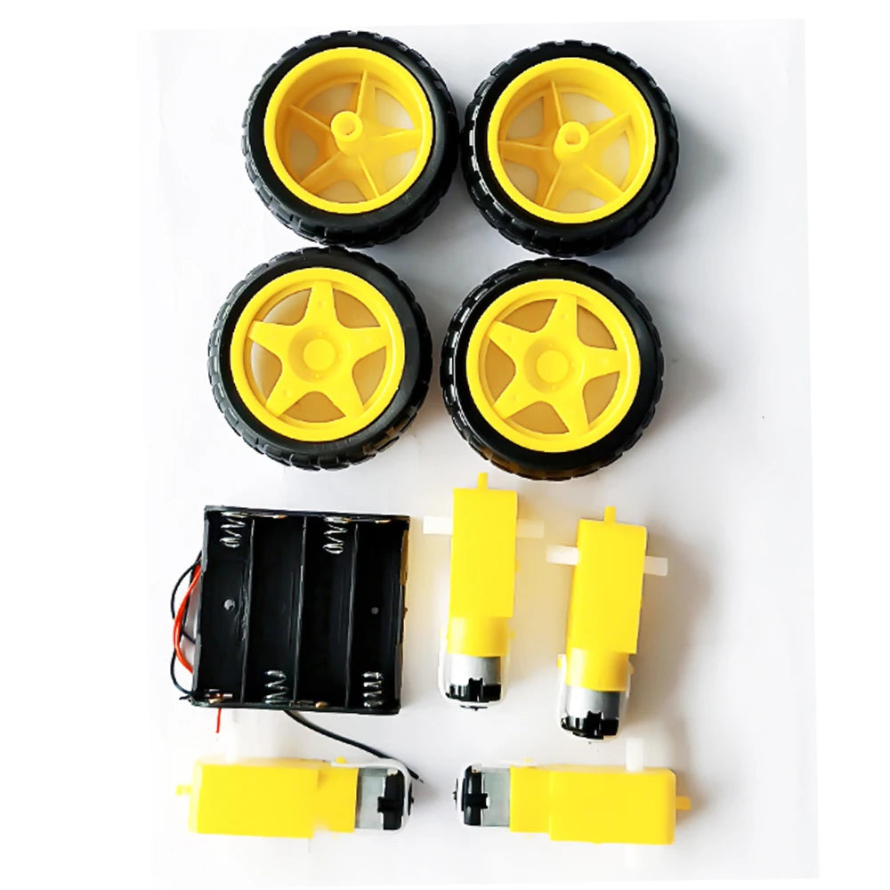 4WD DIY Smart Bluetooth Mini Car Electronic Kit Speed Encoder Ranging Obstacle Avoidance L293D Module DIY Soldering Practice Kit