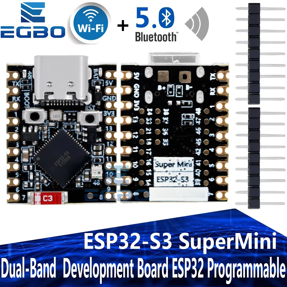 ESP32-S3 Dual-Band WiFi/Bluetooth  5.0 SuperMini Development Board ESP32 Programmable  PCB Kit  for arduino