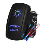 12V 24V Boat Trim Tabs Switch (ON)-OFF-(ON) Momentary Rocker Switch Waterproof Blue Light ON-OFF Toggle Switch With Harness