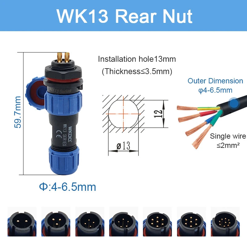 SP11 Tin Soldering Waterproof Connector IP68 Male Plug&Female Socket Rear-nut Docking Panel Mount 2/3/4/5 Pin Cable Wire Connect