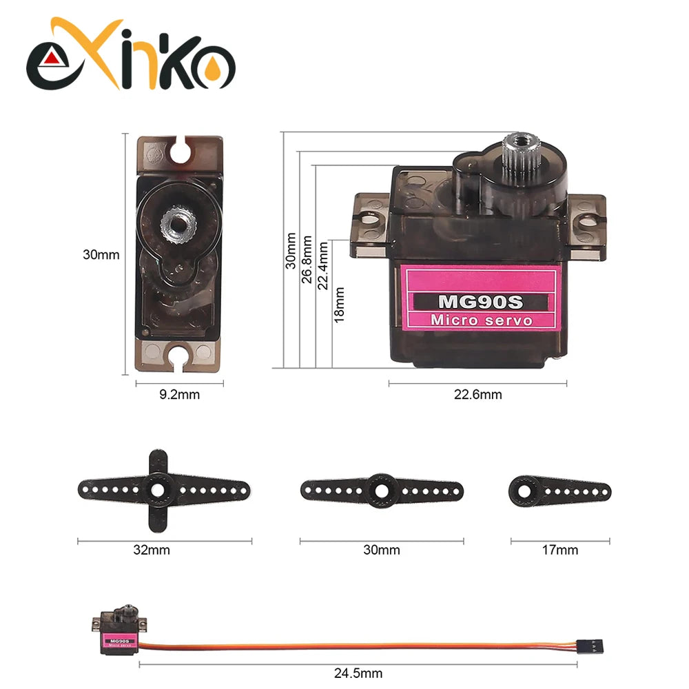 1-10pcs MG90S Servo All Metal Gear 9g SG90 Upgraded Version For Helicopter Plane Boat Car Trex 450 RC Robot 180/360 Degree
