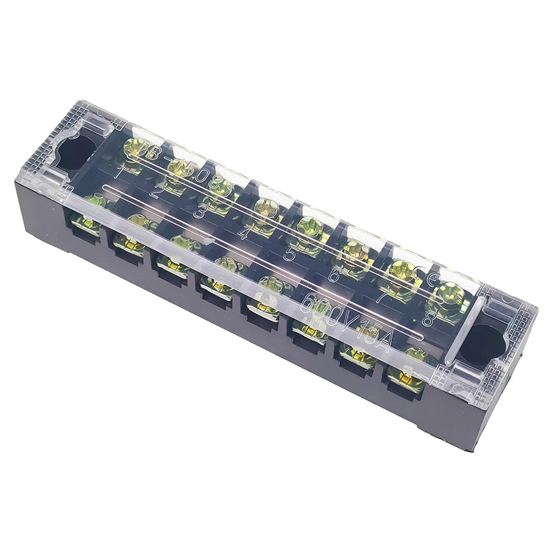1PCS- TB1508 Dual Row Thick Copper Screw Terminal Block Flame Retardant Grounding Strip Wire Connector 600V 15A