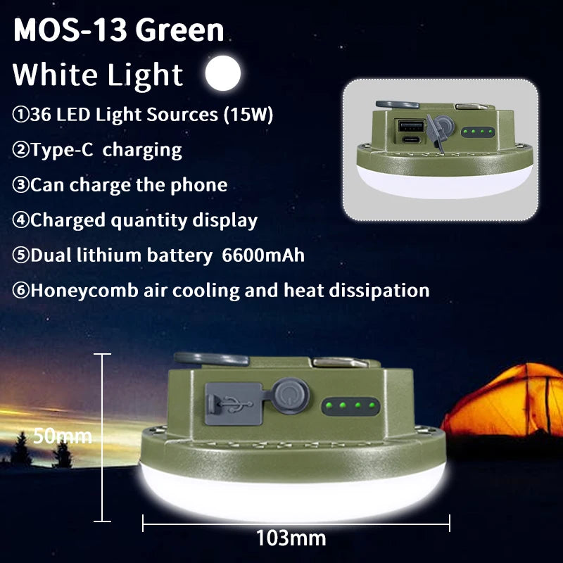 MOSLIGHTING 9900mAh Camping Light Portable Rechargeable Multifunctional LED Flashlight Fishing Emergency Maintenance Tent Lamp