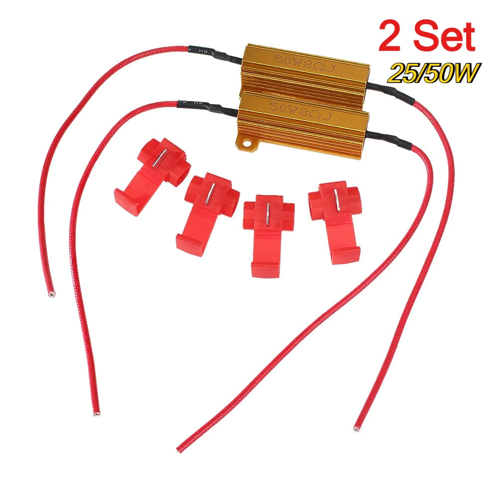 2 Sets 25W 50W Car LED Canbus Decoder  6ohm 8ohm 50 Ohm Load Resistors for Automobile Turn Signal Lamp Wirewound Resistor