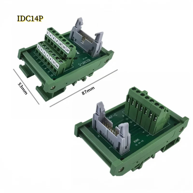 IDC10P/14P/16P/20P/26P/30P/40P/50P/60P/64Pin DC-2 To Terminal Block Breakout Board Adapter PLC Relay Terminals DIN Rail Mounting