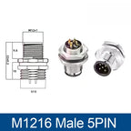 M12 Panel Back Mount Flange Socket Sensor Connector Waterproof Screw Threaded Coupling Male Female 3 4 5 8Pin M1216