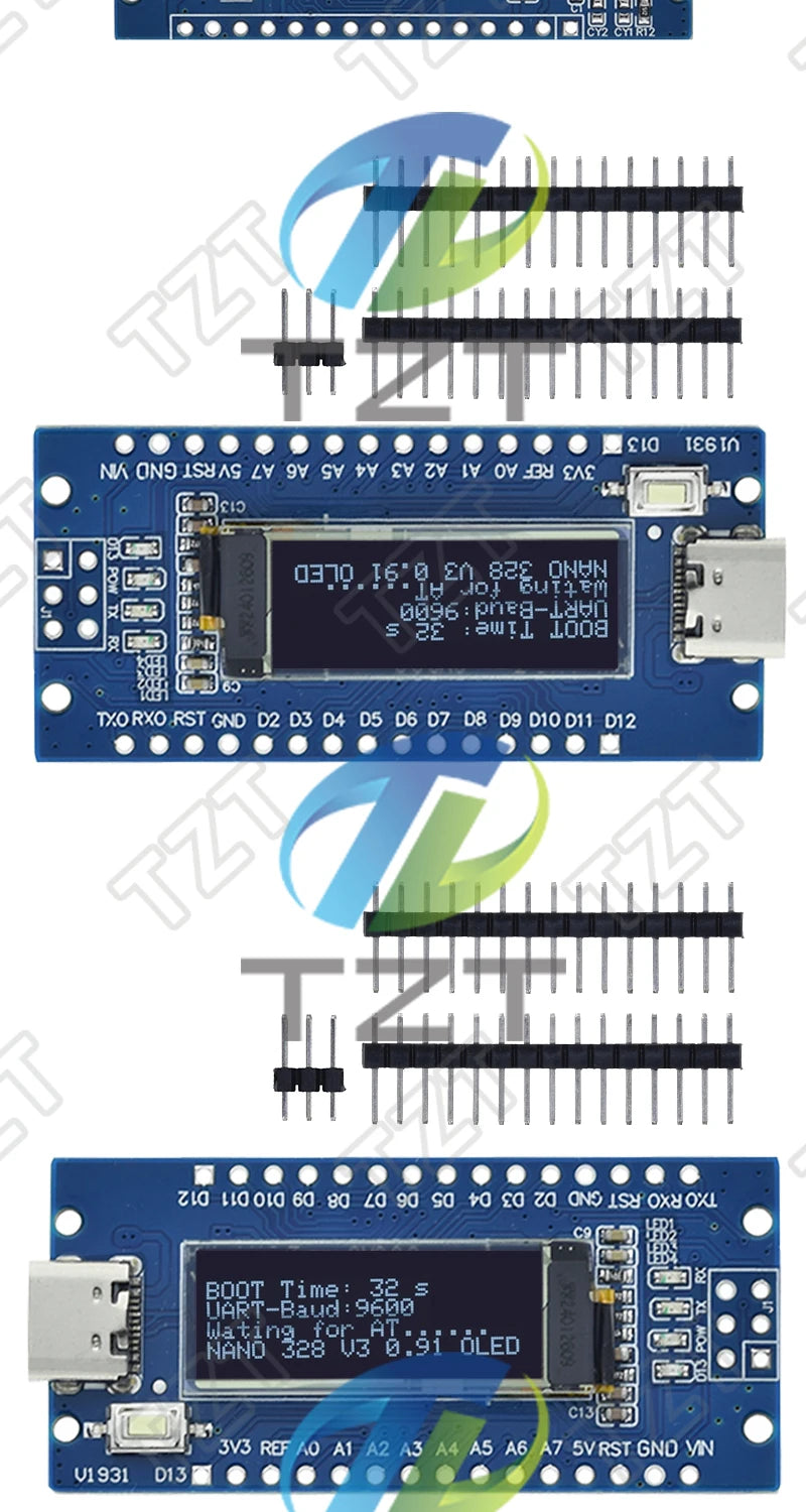 Nano V3.0 Atmega328P Ch340C Built-In 0.91" Oled Display 128*32 Resolution Iic I2C Compatible for Arduino Nano V3.0