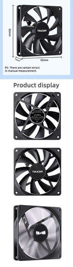 TEUCER 8015 Computer Case Fan 80mm/92mm 4-pin PWM High Airflow Ultra-thin Cooling Fan 1200-3000RPM Cascadable FDB Bearing Fan
