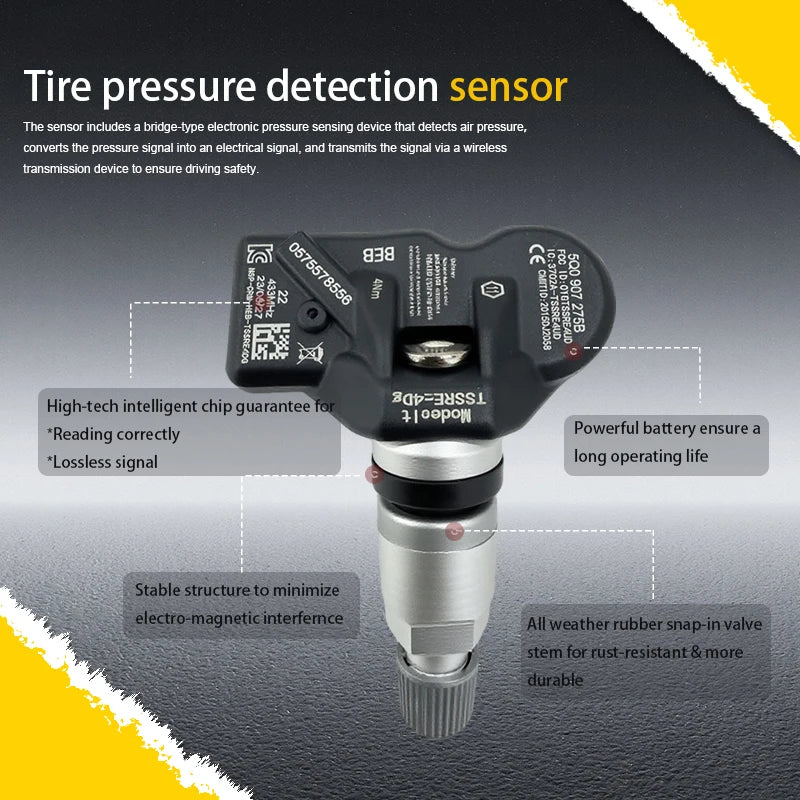 1/4Pcs TPMS Sensor 433MHz Tire Pressure Monitor System Fit For Audi A4 A6 Allroad Volkswagen T-Cros Skoda Replace OE 5Q0907275B