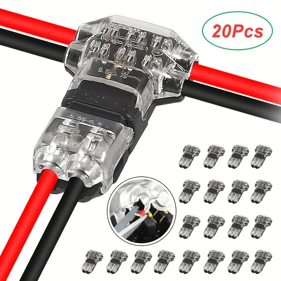 10/100PCS Wire Cable Snap In T2 Connector No-solder No-peel Quick Terminal Connections Joiners Auto Plug Electrical Accessories