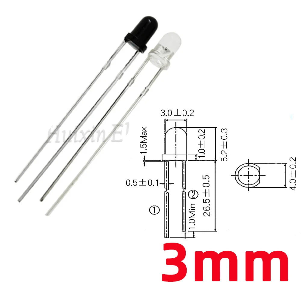 10 Pair 3mm 5mm 940nm LED Infrared Emitter and IR Receiver Diode Diodes F3 F5 Photodiode LED Flame Sensor DIY PCB