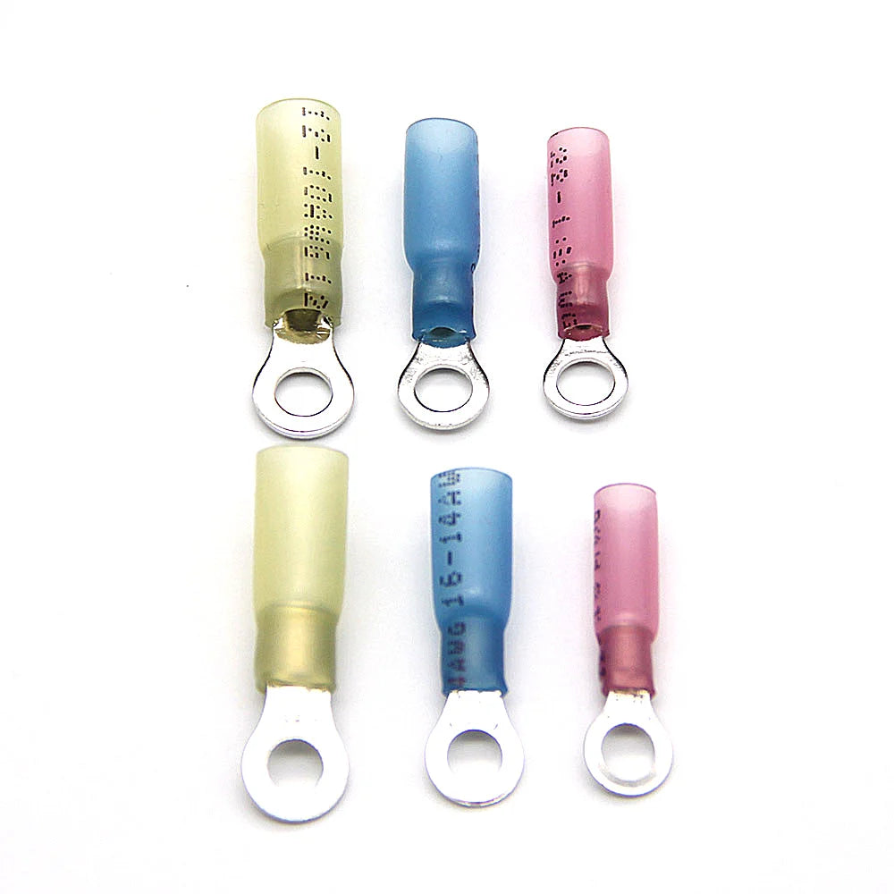 50PCS Heat Shrink Ring Crimp Terminals Electrical Wire Connectors M4/M5/M6/M8/M10 Insulation Ferrule Lugs Quick Splice Cables