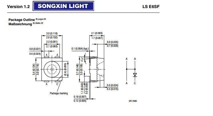100pcs/1000/2000 LSE6SF-V2BA-1-1 LS E6SF-V2BA-1-1 3528 red PLCC-4 Common Cathode Super Bright  LED taillights SMD New original