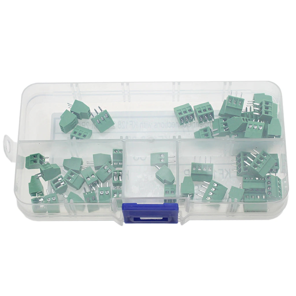 50PCS Efficient Connections with KF128 2.54mm 2P/3P/4P PCB Mount Screw Terminal Box Kit