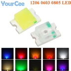 100pcs 0805 0603 1206 SMD LED Ultra Bright Red Blue Yellow White Orange Purple Pink Color Light Diode Emitting Diode Kit DIY