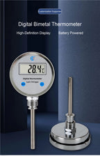 Digital Bimetal Thermometer LCD‑110 Stainless Steel Probe High Precision Water Temp Gauge Axial/Radial Mount IP65