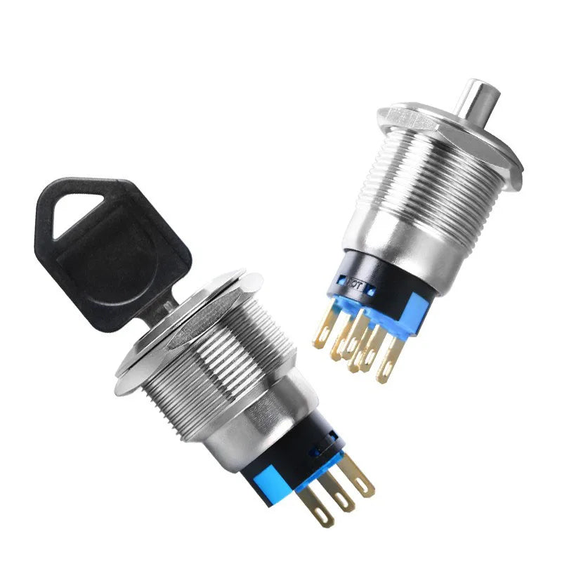 16/19/22mm metal Key rotary push button 2/3 position latching knob Switch Press Button rotary Rotate LED light rotation IP65